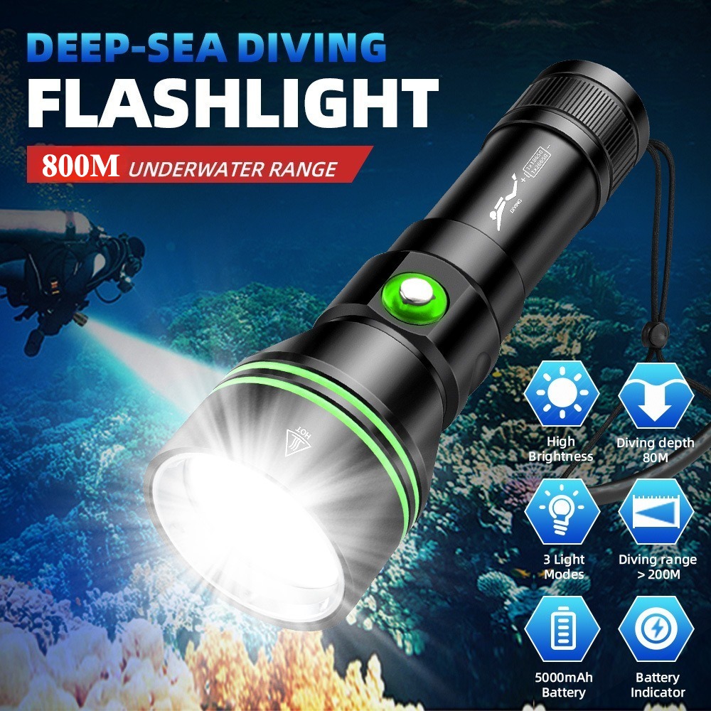 Super Bright XHP70 LED Scuba D - Underwater Flashlight avaliação e preço