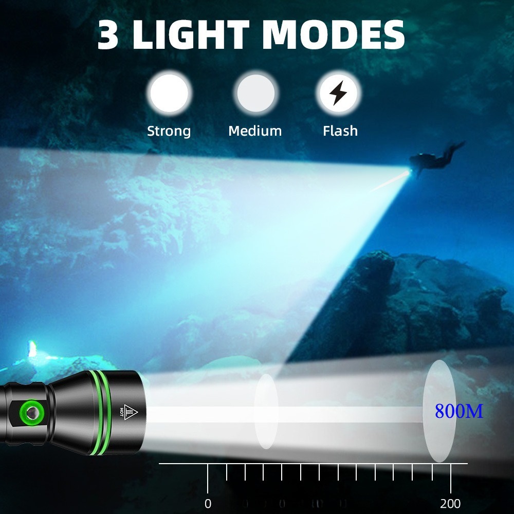 Super Bright XHP70 LED Scuba D - Underwater Flashlight avaliação e preço