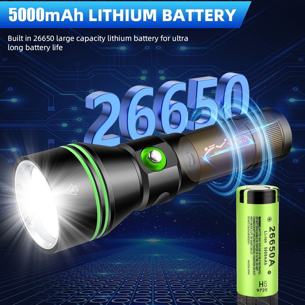 Super Bright XHP70 LED Scuba D - Underwater Flashlight avaliação e preço