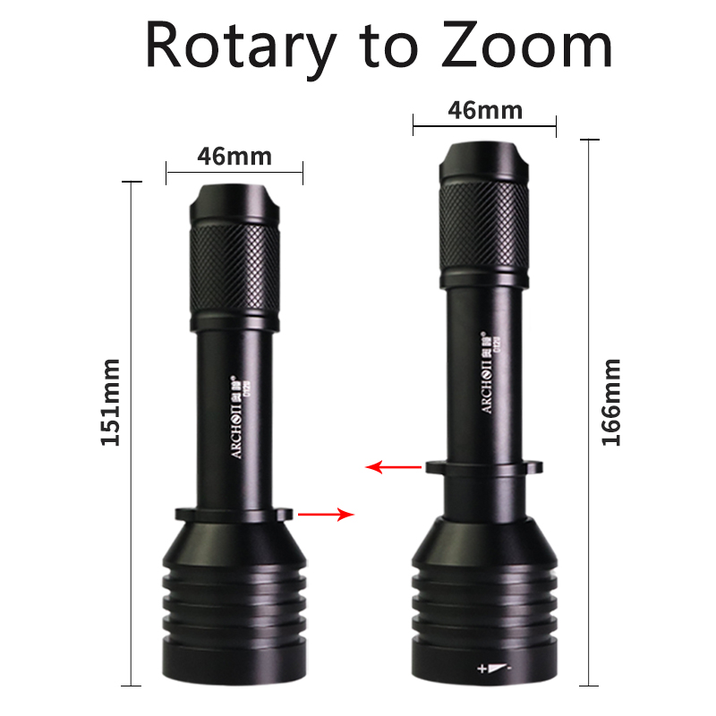 Archon D12u Rotating Zoom Divi - Underwater Flashlight avaliação e preço