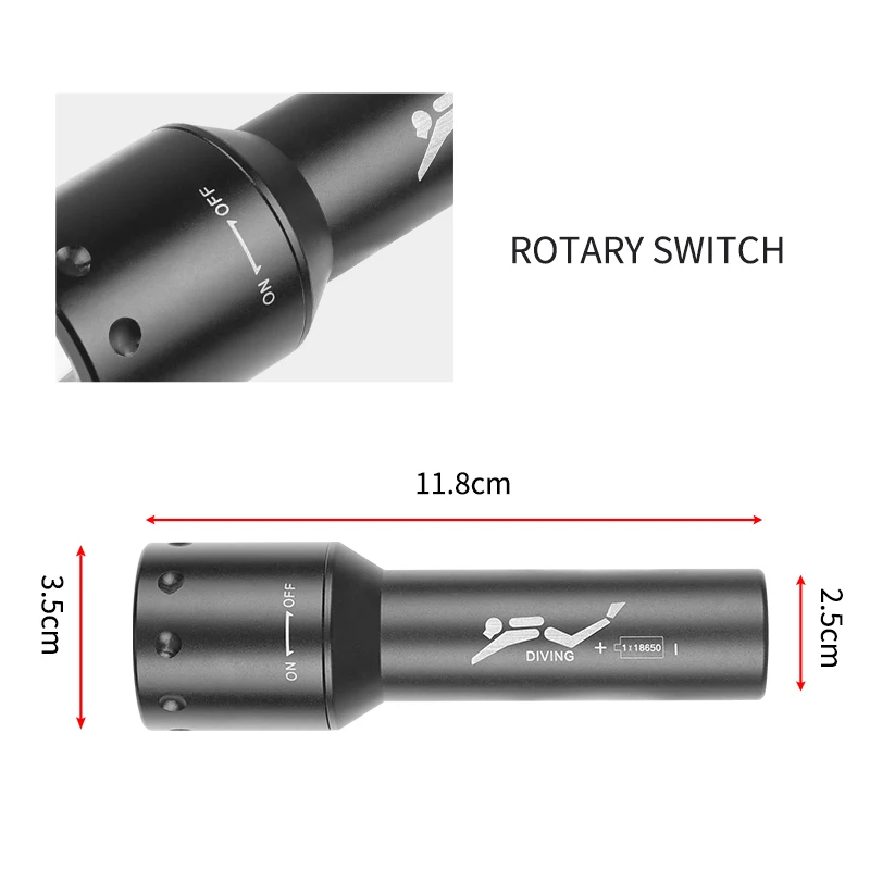 New T6 LED Diving Torch Long-R - Underwater Flashlight avaliação e preço