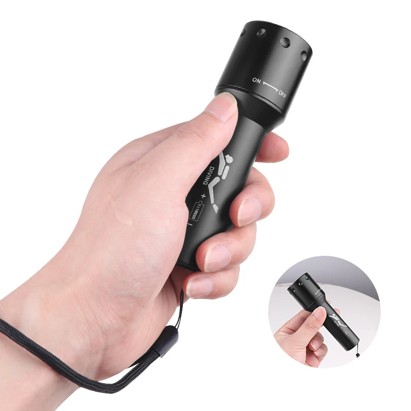 New T6 LED Diving Torch Long-R - Underwater Flashlight avaliação e preço
